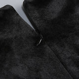 victoria Bow Cascade Velvet Maxi Dress in black