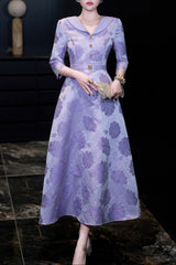 virginia Jacquard A-line midi dress - purple