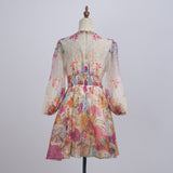 xanthe V-Neck Floral Billow Sleeve Mini Dress