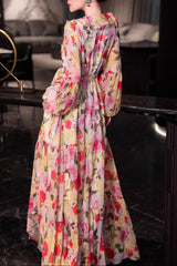 jocelyn v-neck floral print layer maxi dress - multicolor