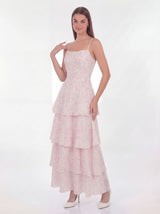 eileen floral print layer strappy maxi dress - pink