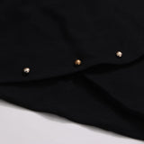 Button-embellished cotton-jersey top maxi skirt suit in black