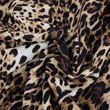 3D Embroidered Strappy Bustier Maxi Dress with Metal Buckles - leopard print