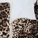 3D Embroidered Strappy Bustier Maxi Dress with Metal Buckles - leopard print