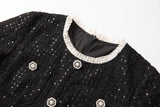 Round Neck Short Sleeves sequin Maxi Dress in black