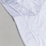 STRAPPY CORSET LACE MIDI DRESS IN LILAC
