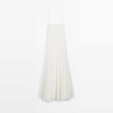 white off-shoulder drape long slip dress