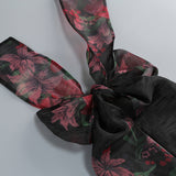 georgia floral print halter ruffle Maxi Dress in black