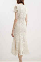 vivien embroidery lace midi dress - apricot