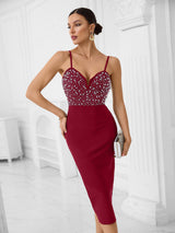 gustave Beaded bandage midi dress in wine