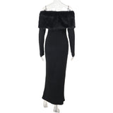 susie furry embellished bodycon midi dress in black