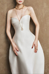 hilary v-neck strapless maxi dress - white