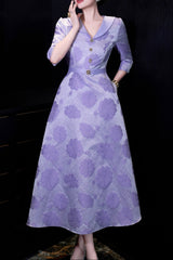 virginia Jacquard A-line midi dress - purple