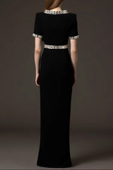beverly rhinestone embellished maxi dress in black