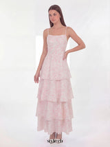 eileen floral print layer strappy maxi dress - pink