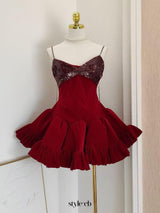 evangeline sequin embellished mini dress in red