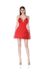 lyuba 3d flower embellished A-line mini dress - red