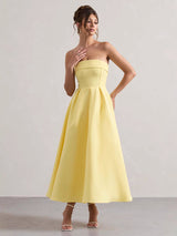 white bandeau midi dress