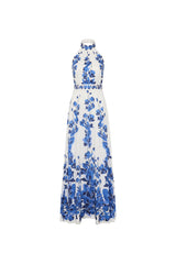 ashley orchid print maxi dress in white