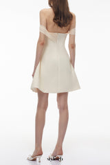 Oenone White Off Shoulder Mini Dress with Twist Front