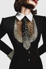lorraine Tie Crystal Embellished Maxi Dress - black