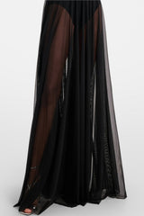 Ornan Halter Mesh Maxi Dress