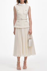 zoe Cream Boucle Sleeveless Midi Dress