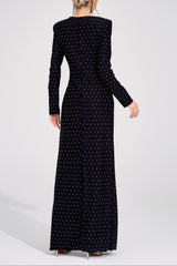 roxanne Black Diamond high slit Maxi Dress