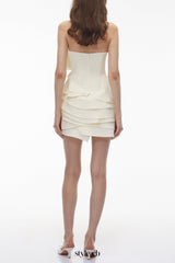 Poppy Neutral Off Shoulder Mini Dress with 3D Florals