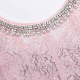 Lace Embellished Midi Dress in pink
