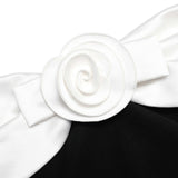 sandra off-shoulder 3d flower maxi dress in black