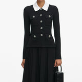 evangeline Black Tailored Knit Midi Dress