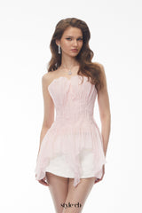 susan Blush Pink Off Shoulder Asymmetrical Ruched Top