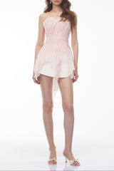susan Blush Pink Off Shoulder Asymmetrical Ruched Top