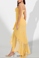 claire yellow Irregular Ruffle Breathable Maxi Dress