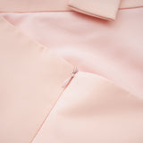 tara feather-detail tassel halter backless dress in pink