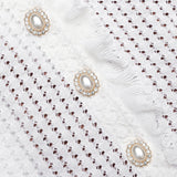 lauren lantern sleeve Pointelle Knit Mini Dress in White