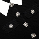 jocelyn Black 9-button Embellished Knit Jacket