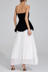 mignon Black White Floral strapless Maxi Dress