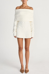 gwendolyn Off Shoulder Knit Mini Dress - White