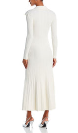 COLLARED KNIT MIDI DRESS