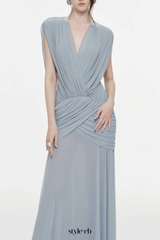 Selma Ruched Backless Maxi Dress