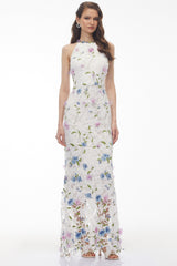 Simcha White Floral Applique Maxi Dress