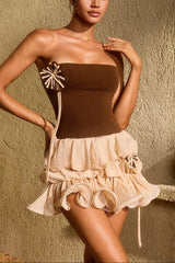 Tyvalric Strapless Flower Mini Dress