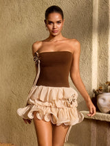 Tyvalric Strapless Flower Mini Dress