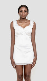 WHITE PIN TUCK MINI DRESS
