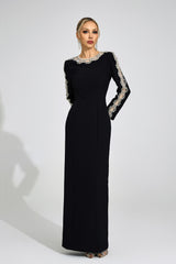 tiffany rhinestone embellished cutout maxi dress - black