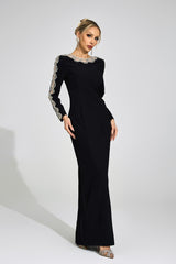tiffany rhinestone embellished cutout maxi dress - black