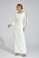 tiffany rhinestone embellished cutout maxi dress - white