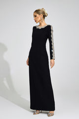 tiffany rhinestone embellished cutout maxi dress - black
